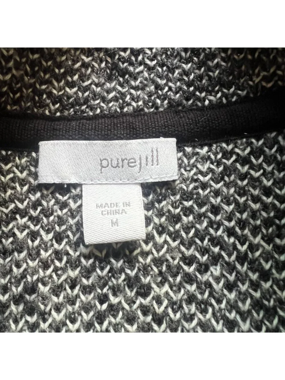 J. Jill Pure Jill Size M Gray Black Gradient Ombre Knit Mock Neck Tunic Sweater - Picture 3 of 16